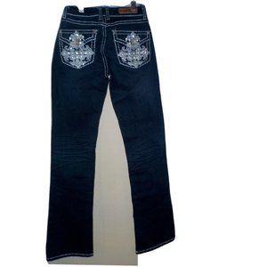 Lot of 2 Sexy Couture Embellished Straight Blue Denim Jeans Womens (25x32)